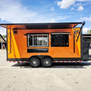 2025 Southern Dimensions 8.5X18 Orange and Black Full Food Trailer (SDG-225)